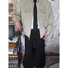 老钱风立领男女夹克春季工装风双口袋高级感哈灵顿外套BJK1051，男装夹克，星座208-5