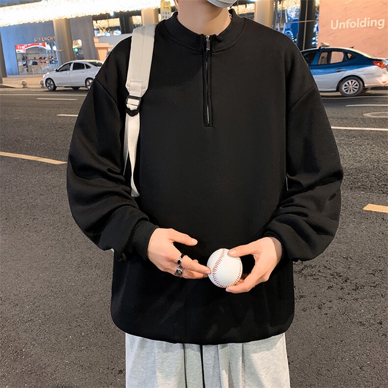 美式高领ins潮牌宽松外套春秋季高街立领半拉链卫衣男W6967-P28,男装卫衣,星座512-2
