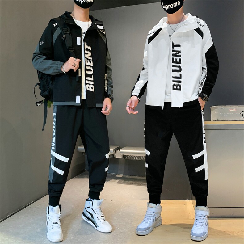 2021新款春秋夹克外套搭配一套男装潮流韩版休闲套装DS873T图片