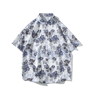 精品花衬衫大码男短袖夏季痞帅休闲上衣服外套翻领衬衣A012/P35图片