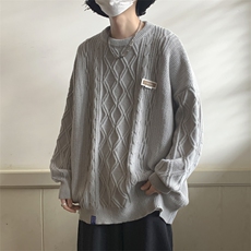 秋冬新款圆领男毛衣慵懒风针织衫宽松线衣套头打底衫M315-P60，男装T恤，星座1212