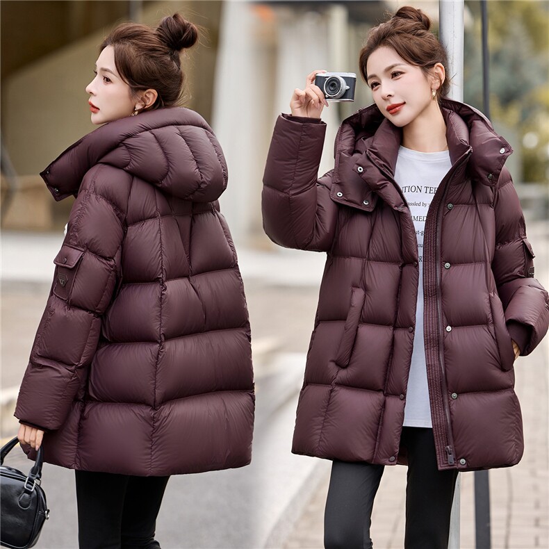 2025年冬季90白鸭绒中长款，女装羽绒服，艾尚靓装