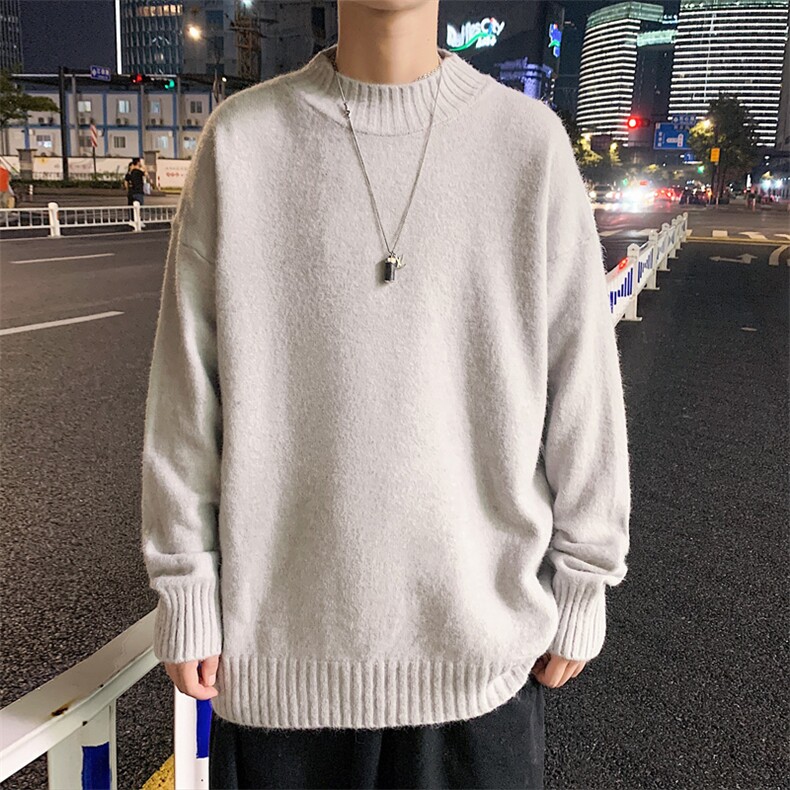 ！品质跑量港风大码纯色半高领毛衣男秋冬打底衫M666P38控58,男装针织衫/毛衣,电商B220