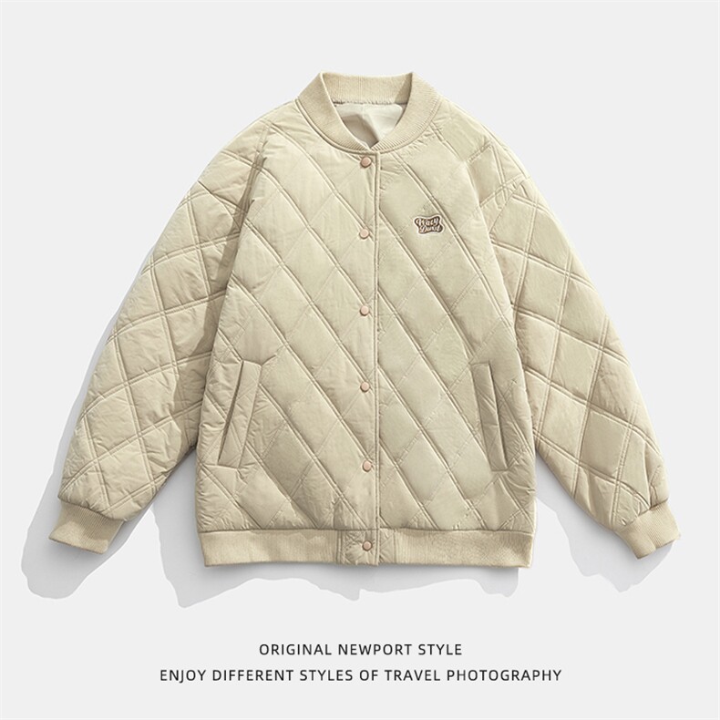 日系棒球领棉服男2025秋冬新款宽松菱格棉衣外套JA5045-P115控198,男装棉衣,电商A362