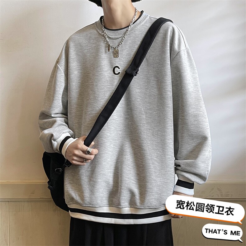 秋季新款男百搭圆领港风卫衣VE55105-P32控48图片