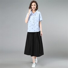 2023夏装新款时尚气质翻领休闲舒适两件套，女装套装/套裙，奕阳依阁