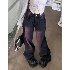 晕染阔腿牛仔裤男女秋冬加绒加厚梨形身材宽松遮胯直筒N662，男装牛仔裤，星座1116A（原606A-3）