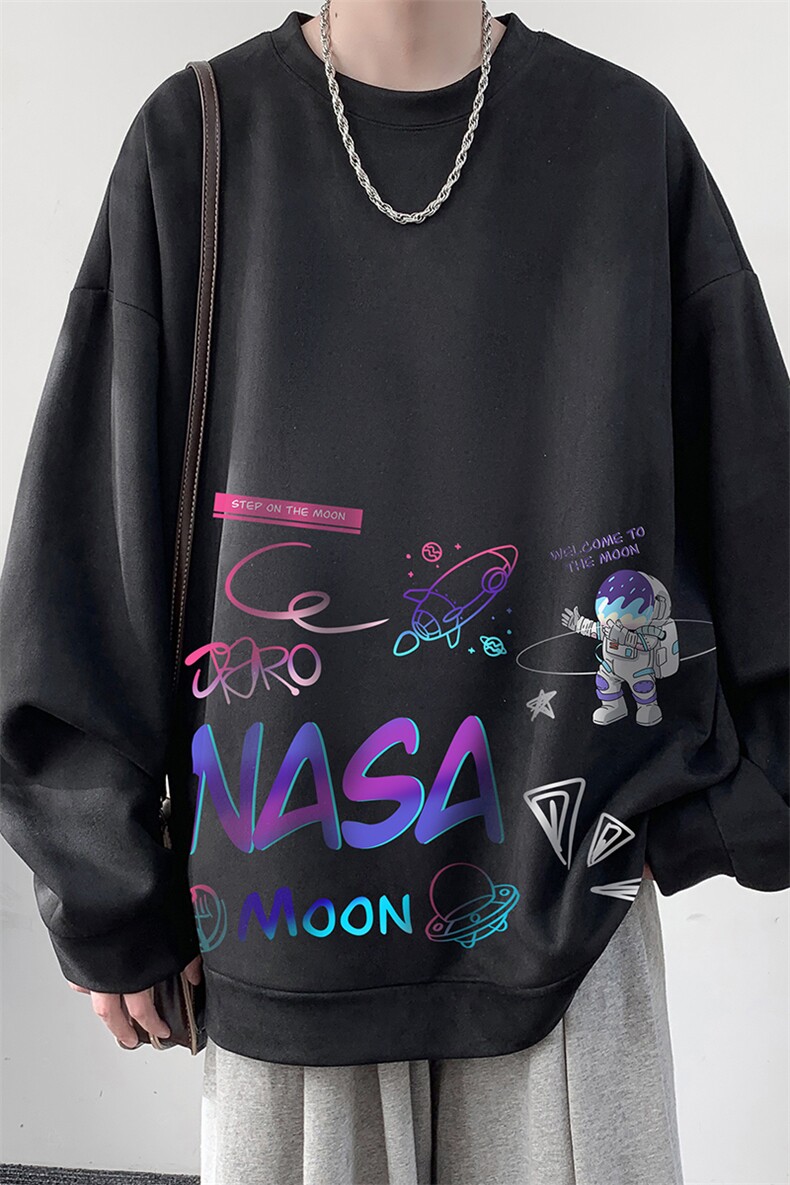 NASA联名同款麂皮绒卫衣男大码重磅长袖t恤男JW81186-P35,男装卫衣,电商A040