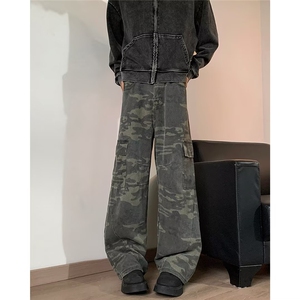 美式复古工装裤男款潮牌多口袋机能裤子直筒阔腿裤82888-p53图片