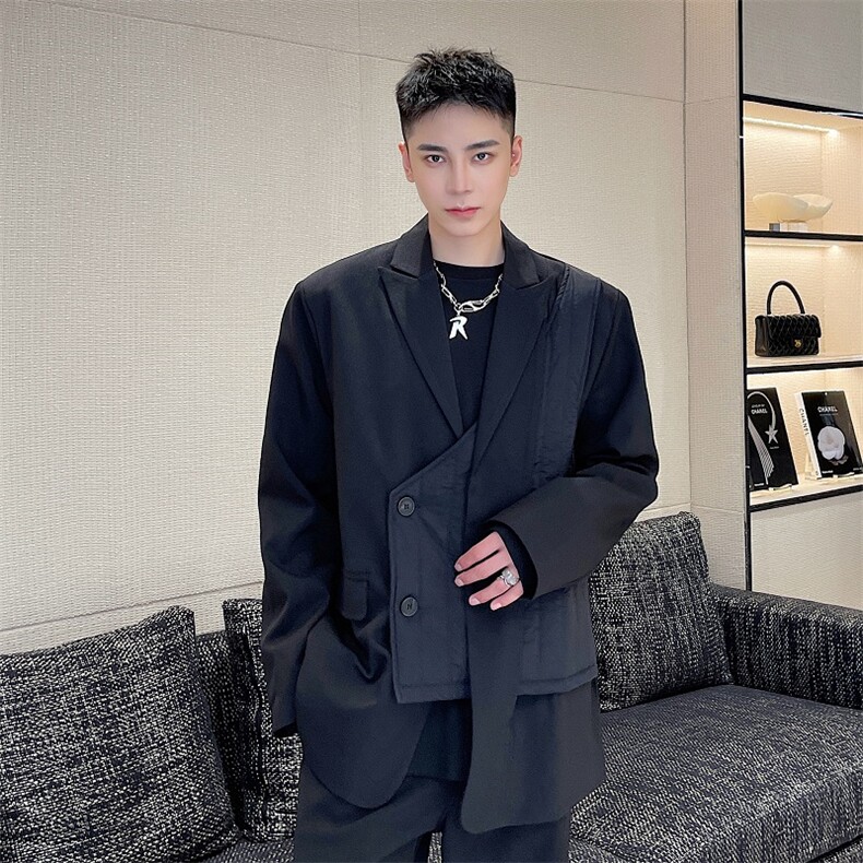 红炸街西服外套男高级感黑色上衣设计感小众A345-181-P135,男装西服,电商A345