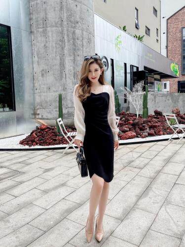 显瘦褶皱连衣裙，女装连衣裙，艾丹迪蔓