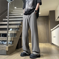 得物唯品2025夏款冰丝裤cleanfit半松紧微喇叭拖地西裤K3332-P45，男装西裤，电商042
