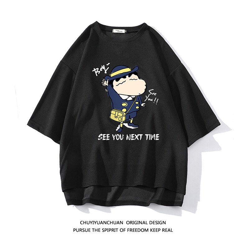 蜡笔小新春夏季七分袖t恤男大码五分袖男短袖中袖白底Q11240-P30,男装T恤,电商A040A