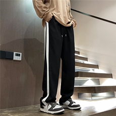 美式侧边拼接冰丝西裤潮牌宽松休闲垂感直筒休闲裤KZ235-P38，男装休闲裤，星座1001-1