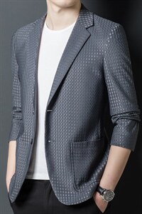 新款春秋季单件西服男休闲时尚中年男士西装春装单西外套薄款图片