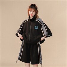中性风2023夏季新款腰果花笑脸运动套装TZ777P95控128，男装休闲套装，A247A