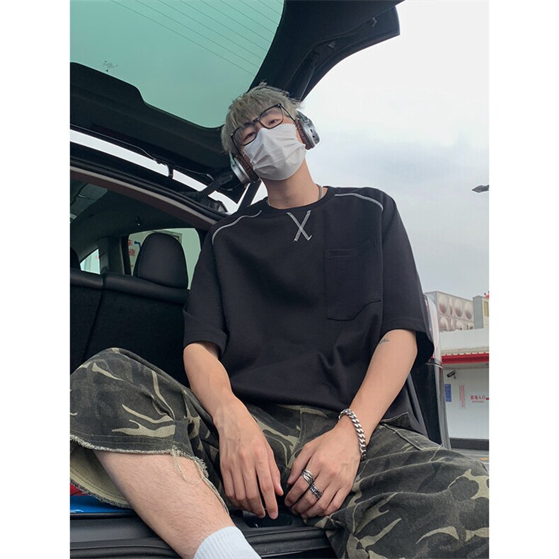 夏季明线插肩哈苏线潮牌宽松短袖休闲运动T恤T3657-特价P25,男装T恤,电商A007