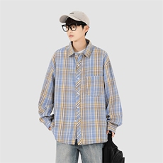 特批23!YK86045-TP2330%棉70%聚酯纤维春季长袖格子衬衫，男装衬衫，电商A086-1