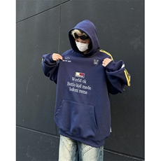 秋冬季织带连帽宽松卫衣男女同款美式复古运动情侣帽衫Y8053-P50，男装卫衣，星座1109-3