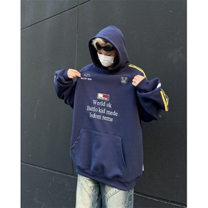 秋冬季织带连帽宽松卫衣男女同款美式复古运动情侣帽衫Y8053-P50图片
