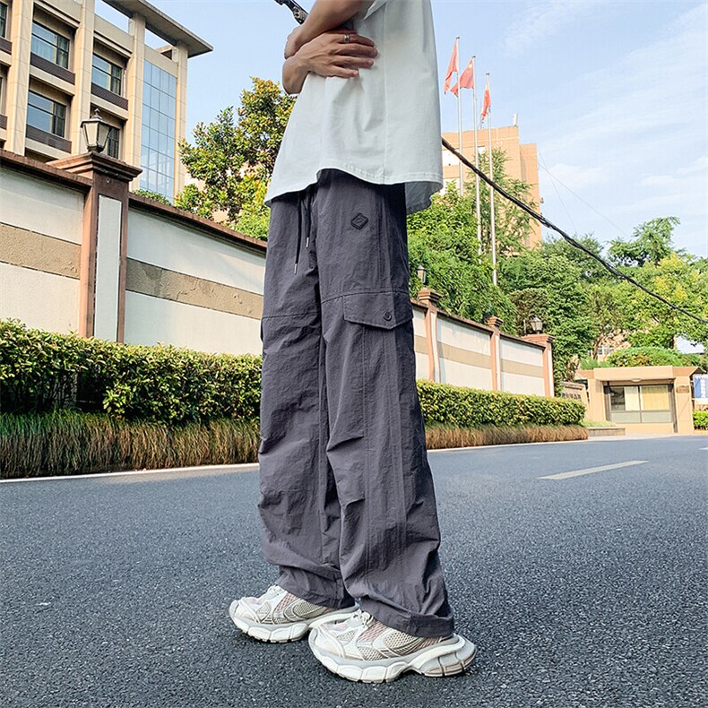 美式贴标设计感防水速干休闲裤男小众直筒工装裤冲锋裤图片