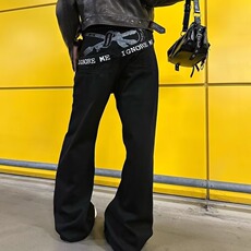 梨型身材黑色直筒牛仔裤女2025秋冬大码胖妹妹mm宽松显瘦阔腿长裤，男装牛仔裤，星座506A