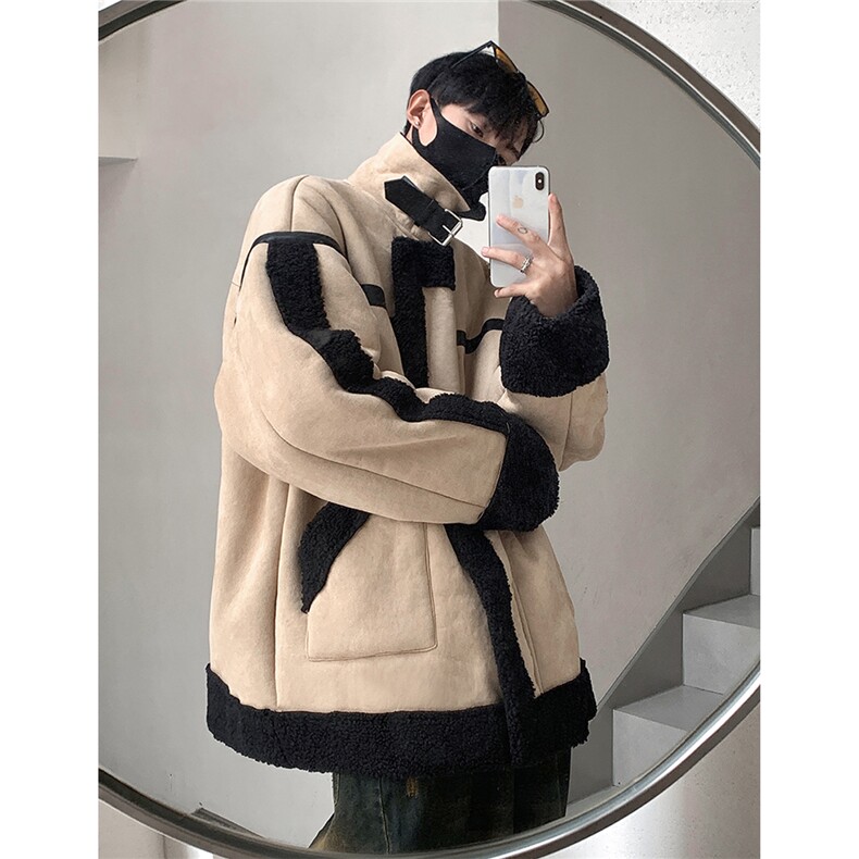 港风麂皮绒皮毛一体羊羔毛棉衣男夹克潮棉衣男YG7538P145控188,男装夹克,星座227-7
