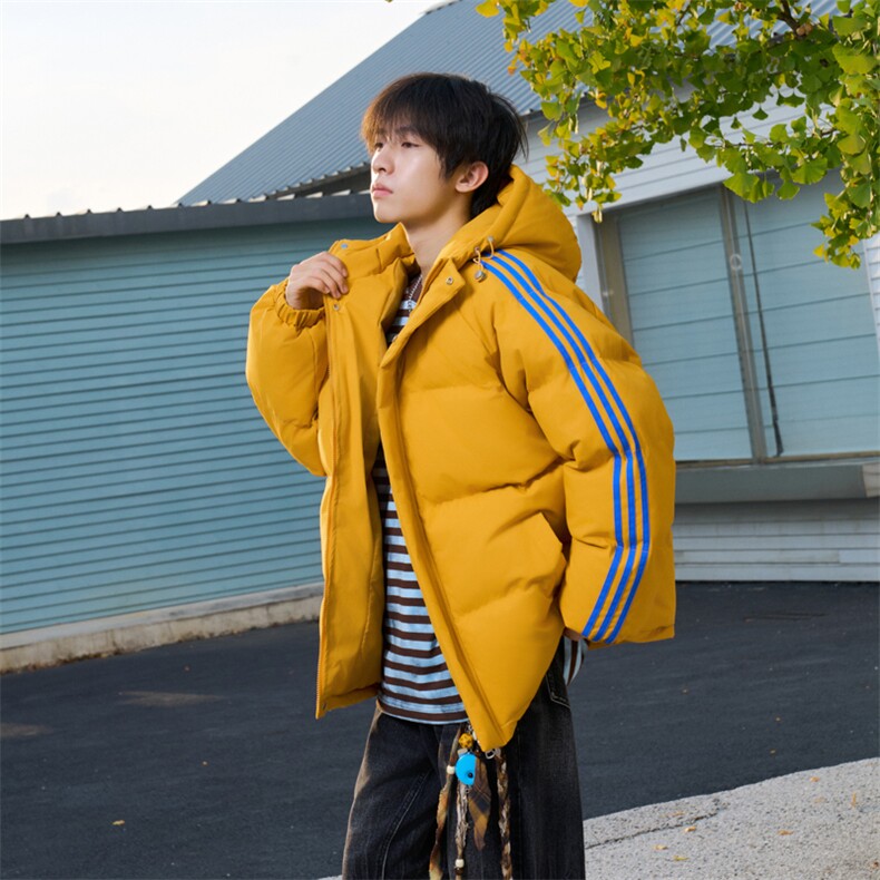 冬季潮流条纹五防立领加绒加厚棉衣情侣撞色棉服外套MY8899-p78,男装棉衣,星座610B-1
