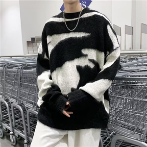 YM14-P45 美式慵懒风毛衣男生冬季新款高级感圆领小众设计感图片