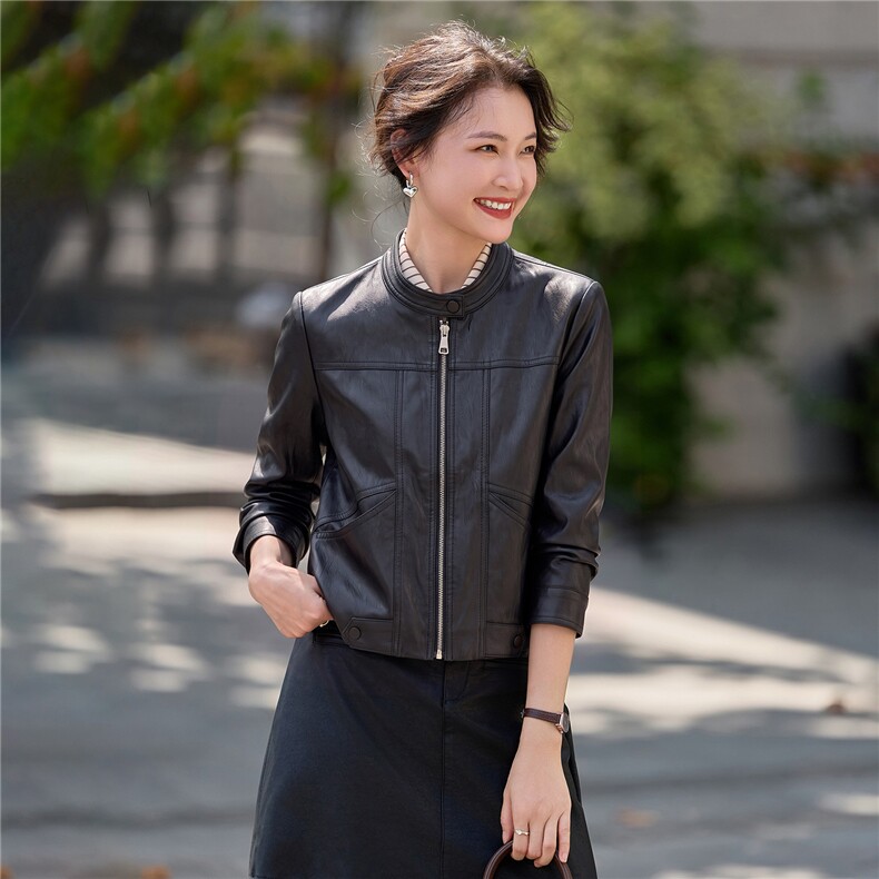 【大量现货】2026秋季女装新款时尚立领小个子高级感短款皮衣外套,女装皮衣,缘衣格