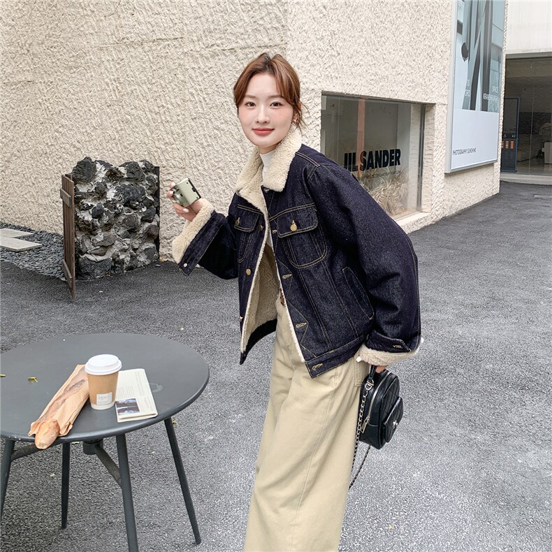 现货2D078-Y3375-P205K318牛仔羊羔毛,女装棉衣/棉服,2D078