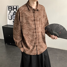 2025秋冬新款灯芯绒清明上河图新中式盘扣唐装汉服2535-P60，男装民族服装，电商A057