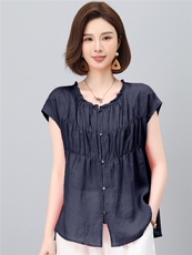 2026夏季苎麻时尚简约大方气质优雅休闲透气上衣，女装衬衫，独衣靓