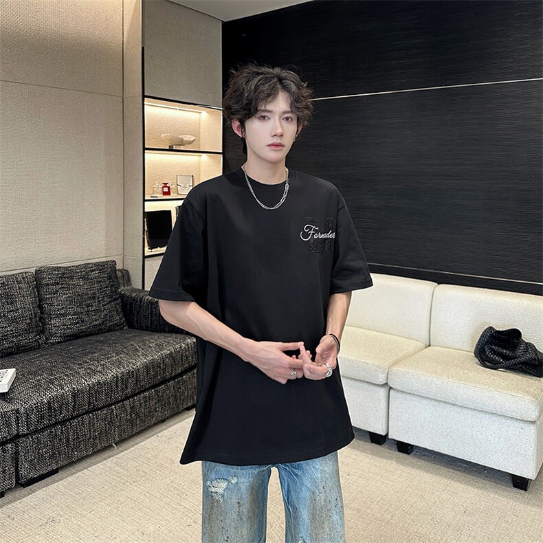 美式立体浮雕短袖男款夏季t恤重磅cleanfit半袖T0589-P36，男装T恤，星座308B-2