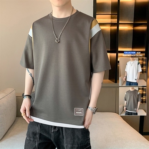 冰氧仿棉短袖店主风夏季休闲百搭撞色印花男上衣TC3157-P25控48图片