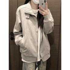 HY225-P70仿麂皮绒立领夹克男女潮牌情侣装春秋季休闲，男装夹克，电商B323A