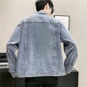 JK923-P70-现货店主风牛仔夹克肥仔量足破洞印花大码图片