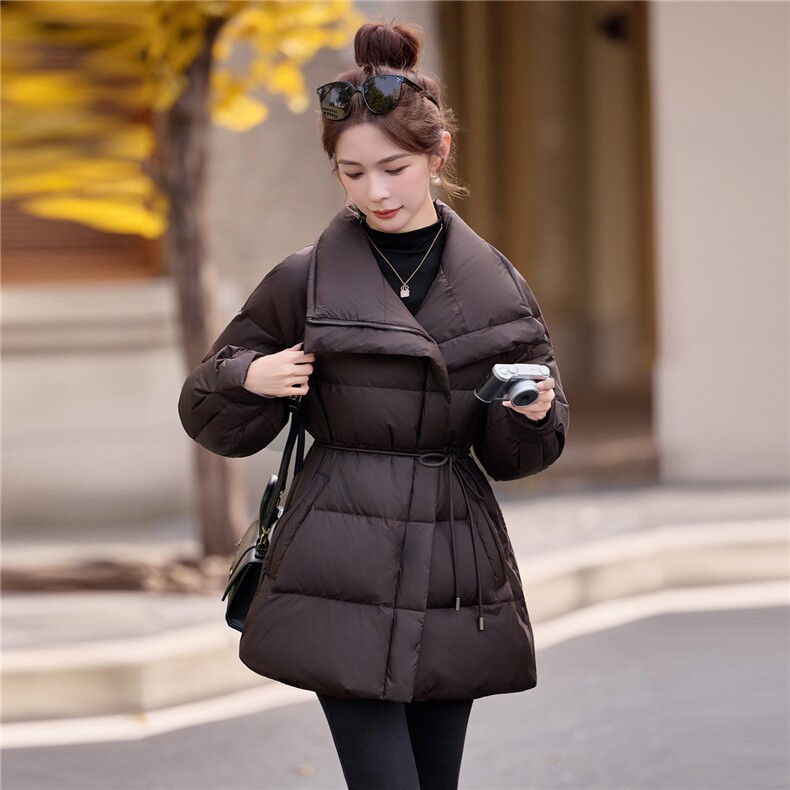 现货，2025新款羽绒服女冬季中长款面包服时尚气质宽松加厚外套潮,女装羽绒服,尚洛菲