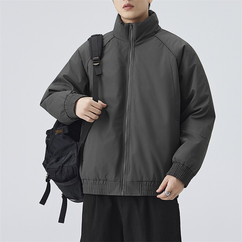 现货美式高街休闲夹克冬季三防立领纯色户外工装加厚棉服外套,男装夹克,电商A486