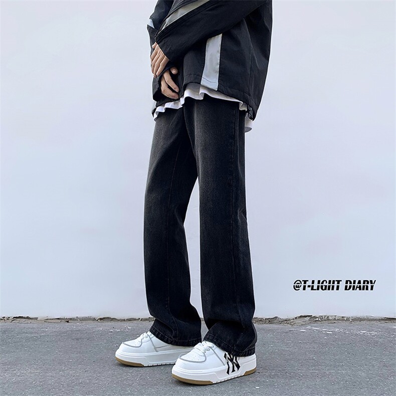 B221美式ins高街小众纯色百搭微喇牛仔裤LK22087-P55控78,男装牛仔裤,电商B221