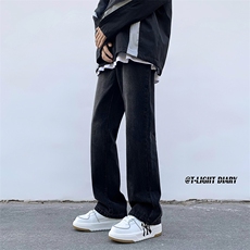 B221美式ins高街小众纯色百搭微喇牛仔裤LK22087-P55控78，男装牛仔裤，电商B221