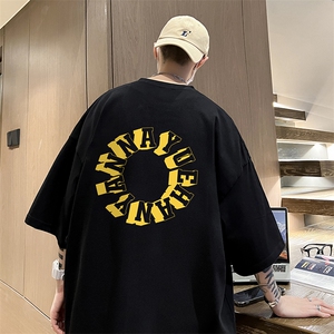 美式重磅百搭圆领短袖T恤男夏潮流ins潮牌hiphop宽松欧美麂皮半袖图片