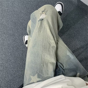 牛仔裤男春季潮大码休闲裤子高街N9029P43图片