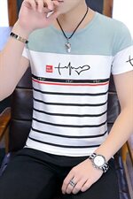 款5022男士短袖t恤韩版修身圆领条纹半袖体恤衫男潮流，男装T恤，电商D310（原电商305）