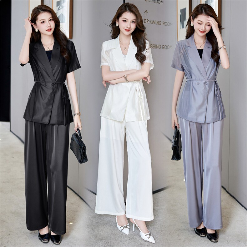 现货2024设计感外套夏装新款宽松显瘦减龄时尚气质百搭两件套,女装套装/套裙,火爆靓佳人