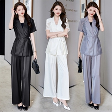 现货2024设计感外套夏装新款宽松显瘦减龄时尚气质百搭两件套，女装套装/套裙，火爆靓佳人