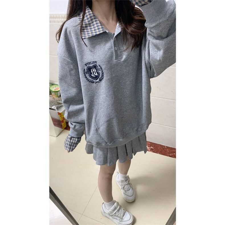 5297-P50原版做工刺绣纯棉华棉复合POLO领卫衣薄款，女装卫衣/绒衫，星座617A-2