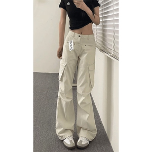 （网图）美式多口袋工装裤男女百搭微喇宽松休闲裤K8653-特价P48图片