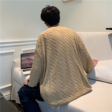 冰丝七分袖t恤短袖男ins潮牌设计感小众高级感男装T0557-P30，男装T恤，星座308B-1