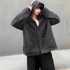 网图M2809-特P60连帽毛衣男慵懒风秋冬宽松复古针织开衫外套潮，男装针织衫/毛衣，电商D310B